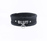 Love In Leather Diamante Slut Fluffy Fetish Collar Collars and Leads